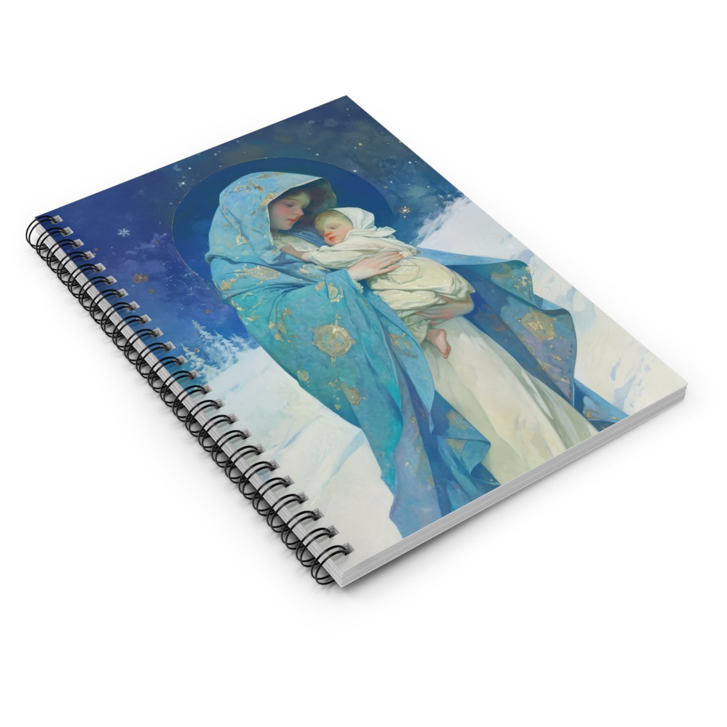 Snowfall of Grace: Our Lady's Blessing - Sanctified Souls Art - Religious - Spiral Notebook - Ruled - Catholic Religious - Journal