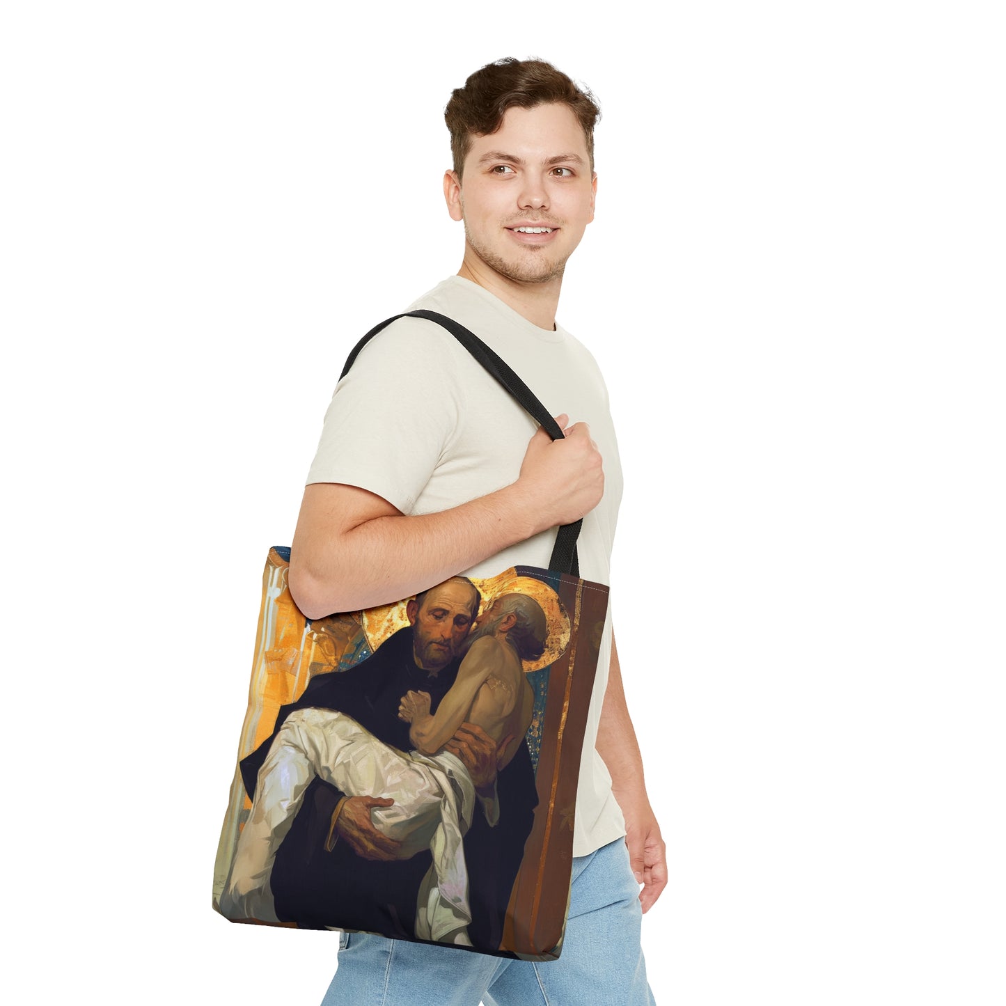 Saint John of God Tote Bag - Large Medium Small Faith Art Bag - Catholic Faith Purse - Religious Carry All Reusable Tote Bag
