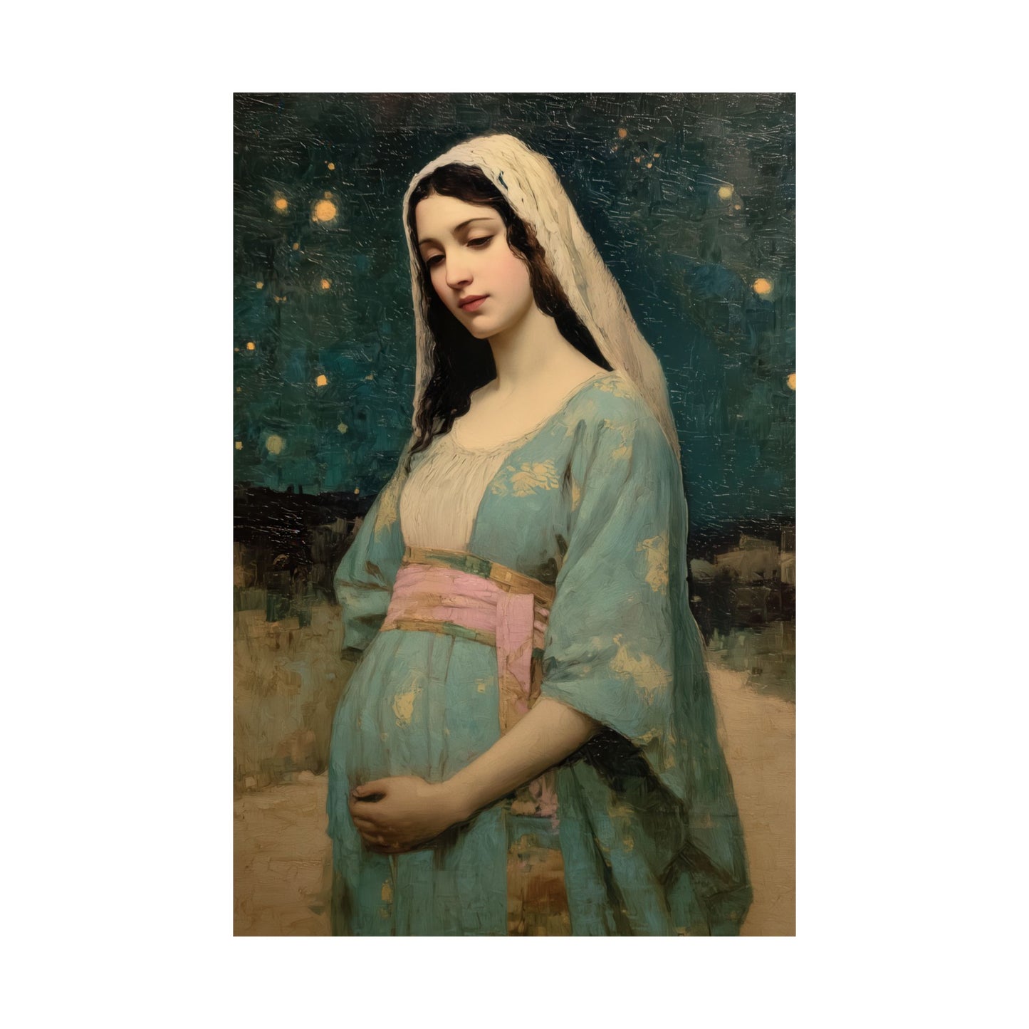 Our Lady of 'O' - Our Lady of Expectation - Mother Mary - Marian Art - Sanctified Souls Print - Multiple Sizes - Premium Vertical Posters