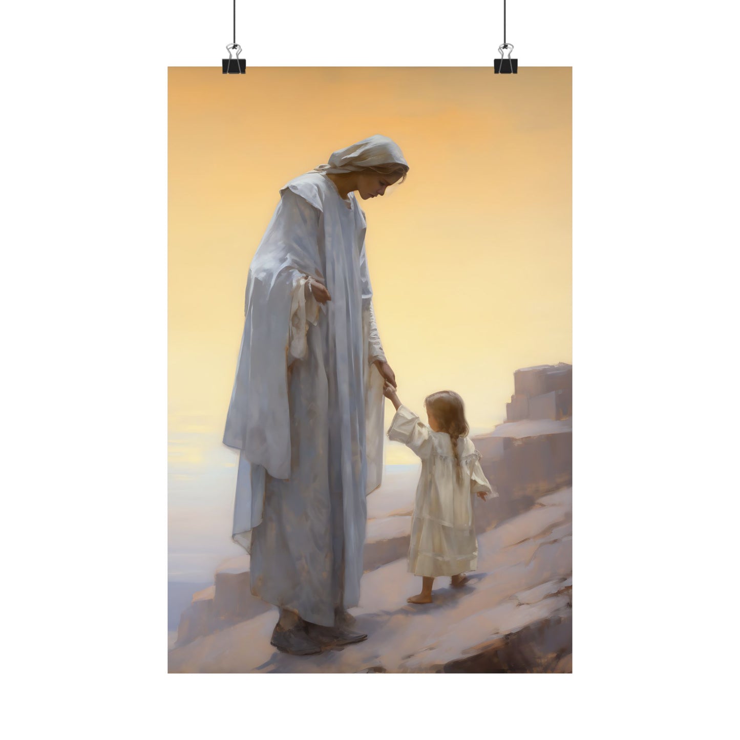 Heavenly Tenderness Print - Sanctified Souls Print - Multiple Sizes - Premium Matte Poster - Mother's Print - Nursery Art - Mom and Baby