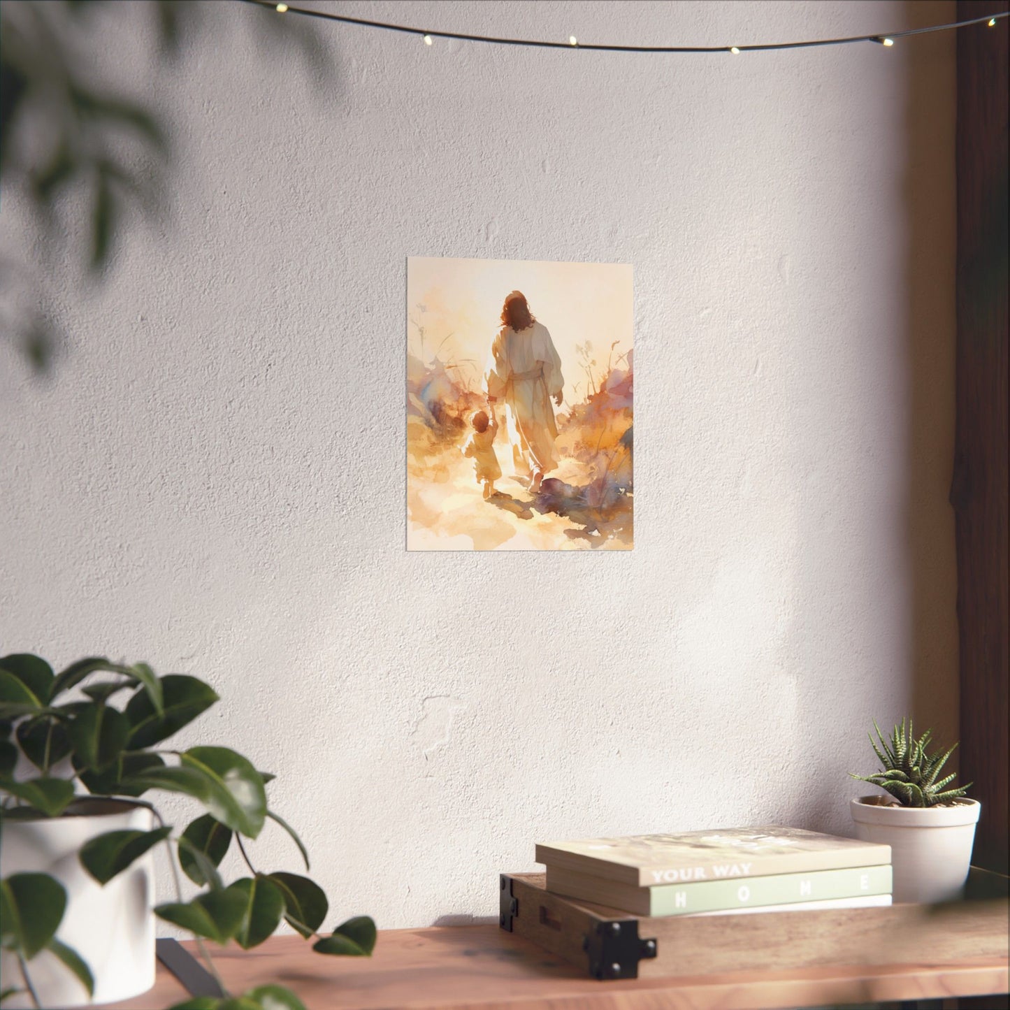 Jesus Guiding a Child in Faith - Christ and Child Poster Print - Sanctified Souls Print - Catholic Art - Christian painting