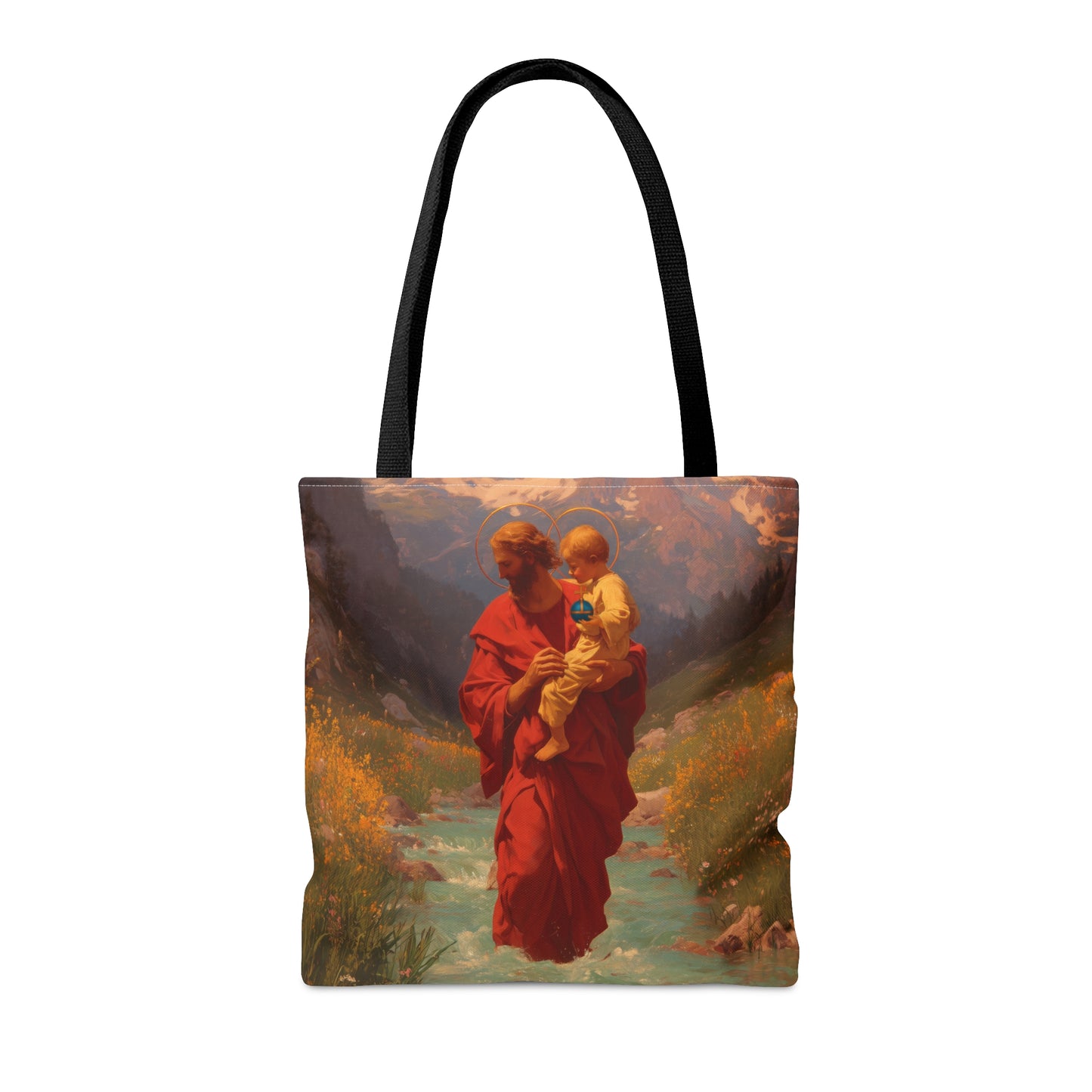 Saint Christopher - Tote Bag - Large Medium Small Faith Art Bag - Bible Study Faith Purse - Double Sided