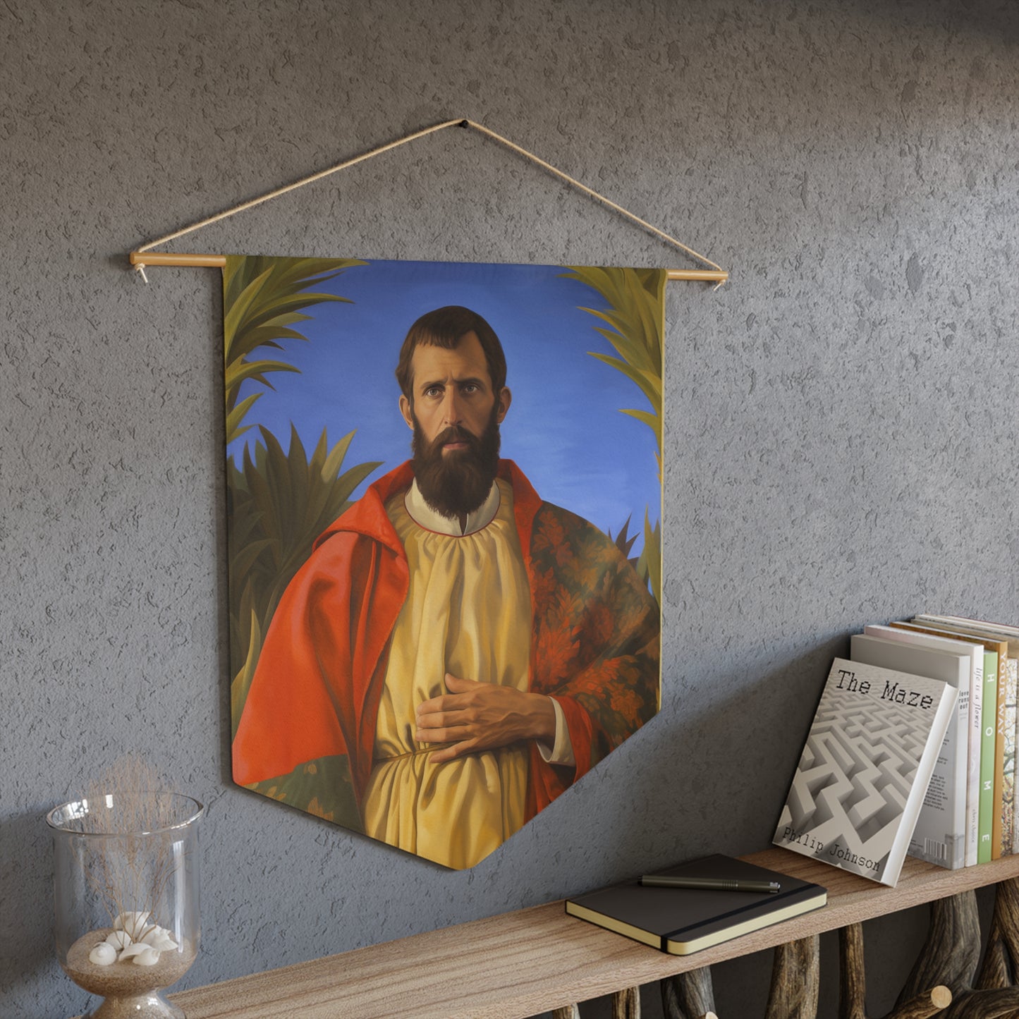 Saint Thomas the Apostle Wall Banner / Wall Hanging / Pennant - Prayer room art piece- Catholic art - Saint Art - Large print 18x21"