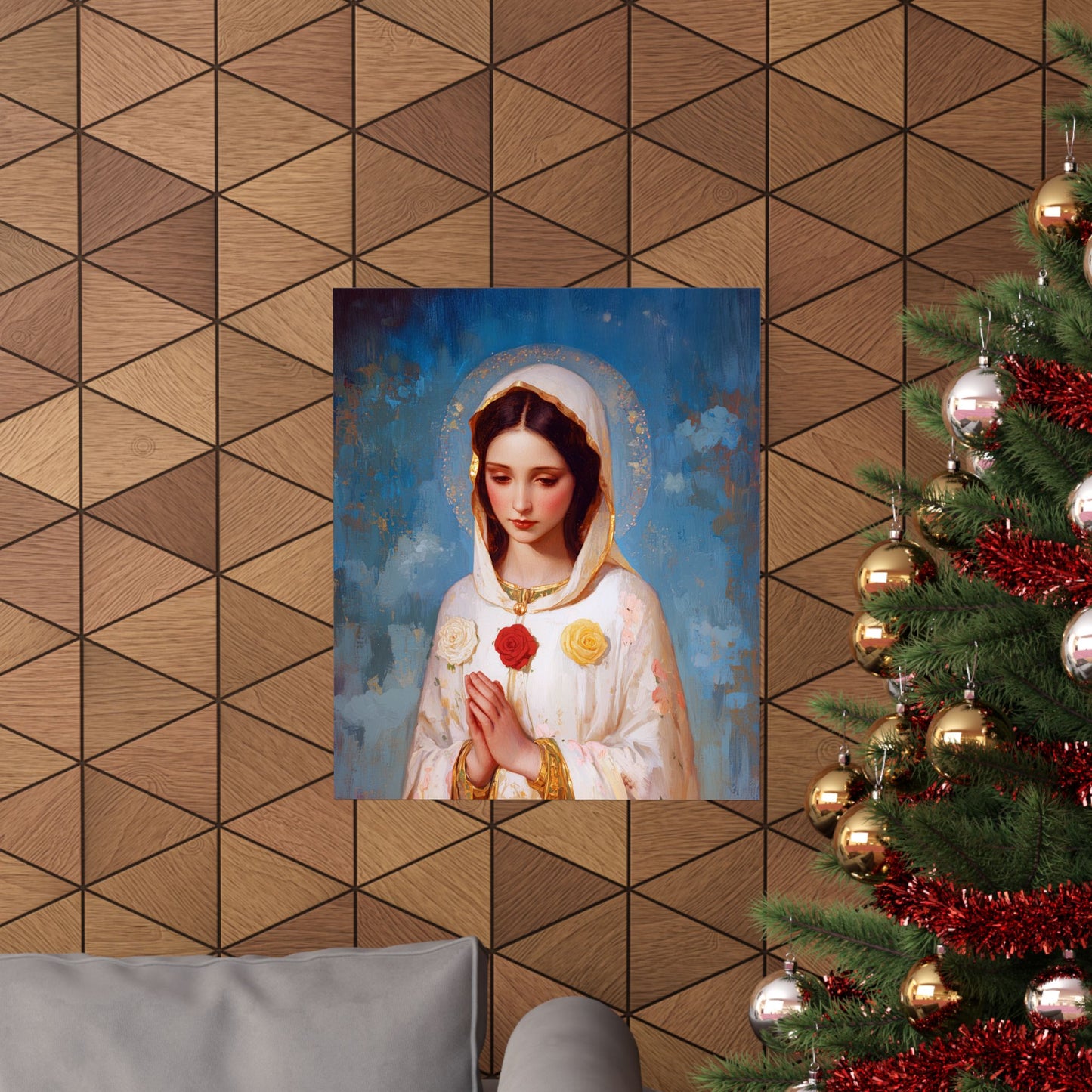 Rosa Mystica - Mystical Rose - Mother Mary - Marian Art - Sanctified Souls Print - Multiple Sizes - Premium Vertical Posters