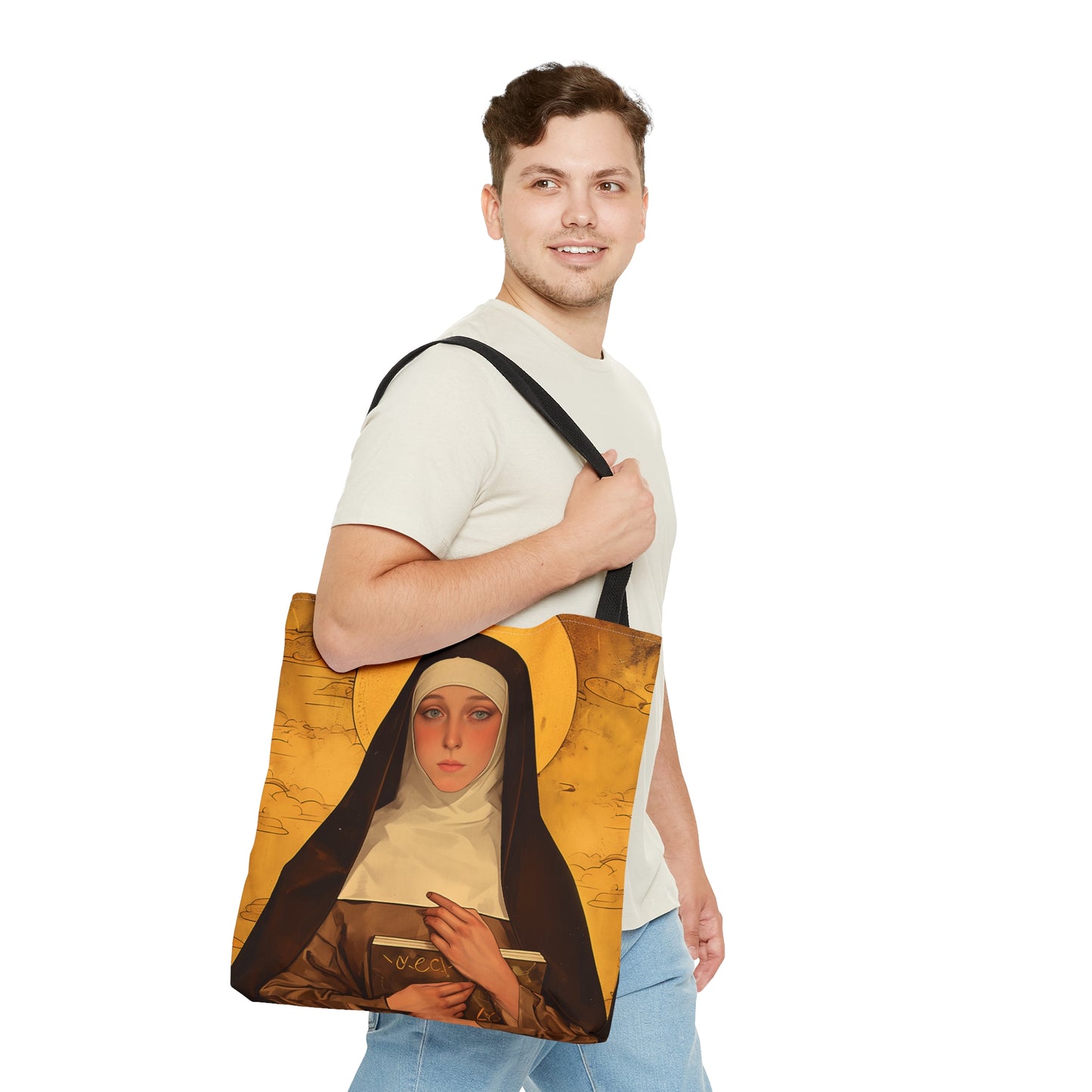 Saint Catherine of Bologna Tote Bag - Large Medium Small Faith Art Bag - Catholic Faith Purse - Religious Carry All Reusable Tote Bag