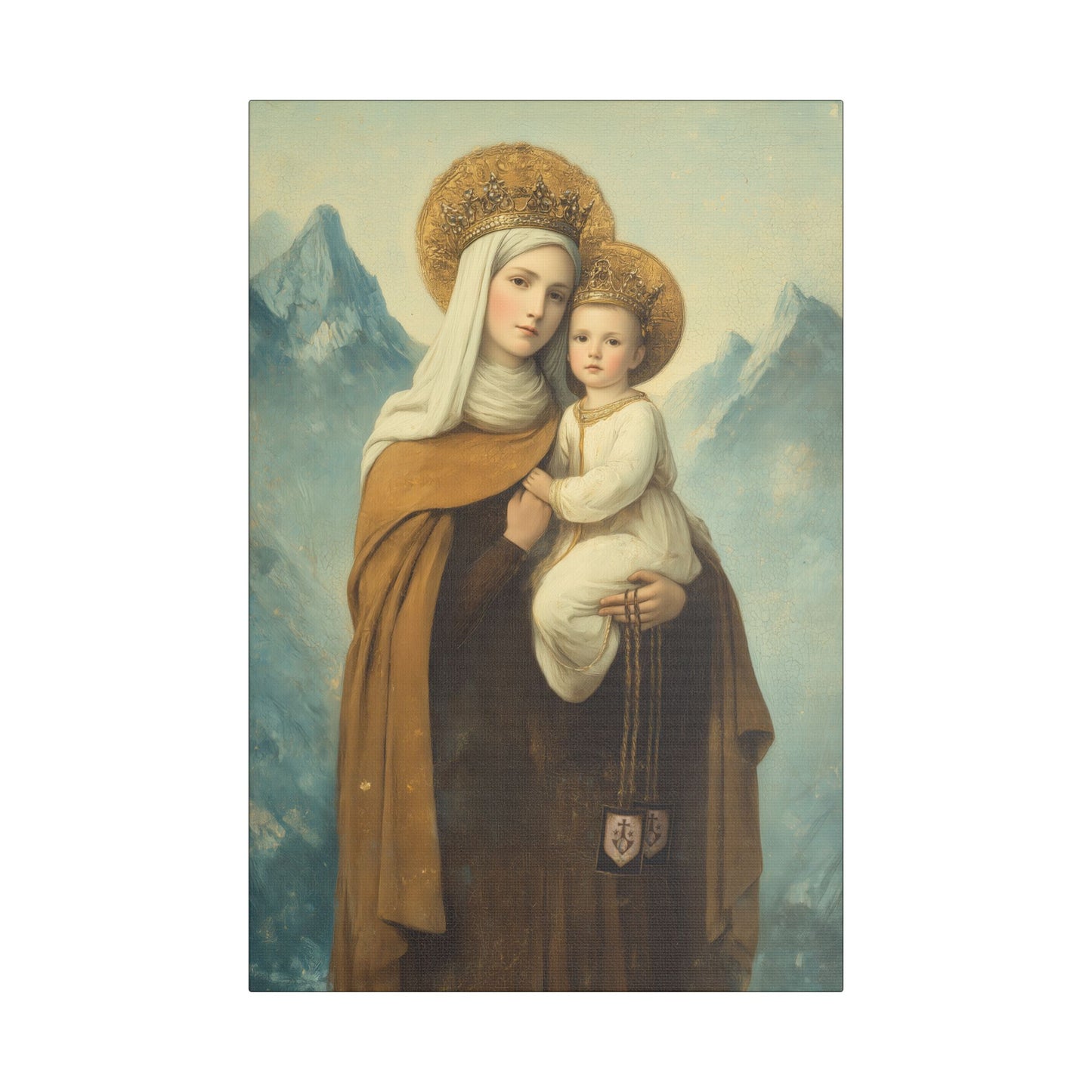 The Gift of the Scapular - Our Lady of Mount Carmel Wrapped Canvas Print - Multiple Sizes - Catholic Home art Matte Canvas, Stretched