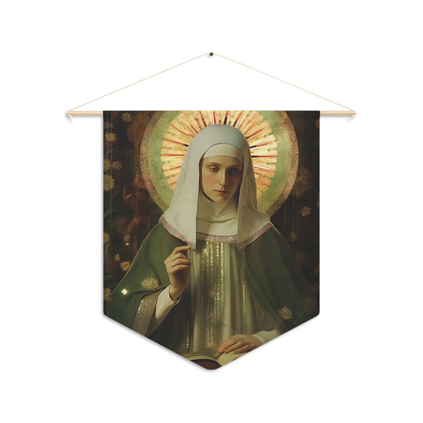 Saint Ingrid of Sweden Wall Banner / Wall Hanging - Prayer room art - Catholic Home Art - Large Saint Art - 18" x 21"