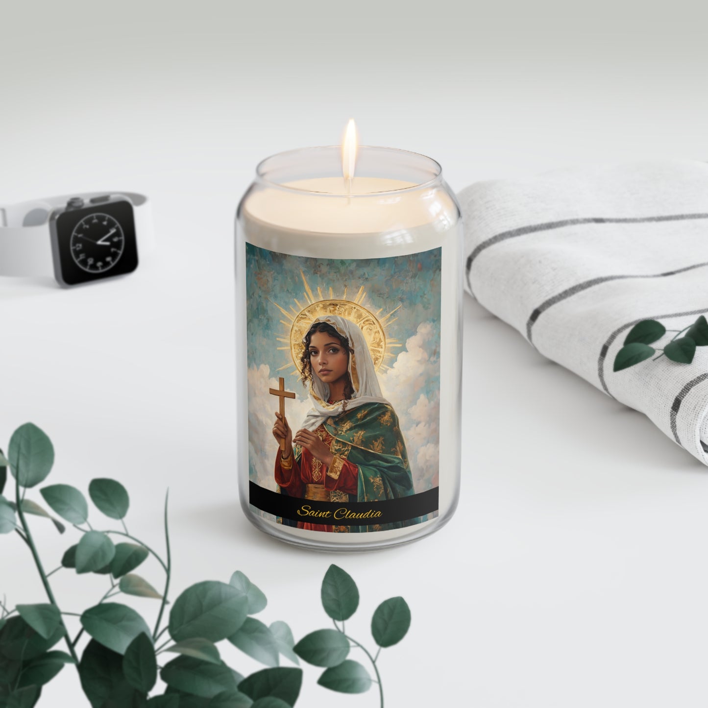 Saint Claudia - Scented Prayer Candle, 13.75oz -  Candle - Catholic Art - prayer room Scented Candle - Catholic Saint Art - Fine Art