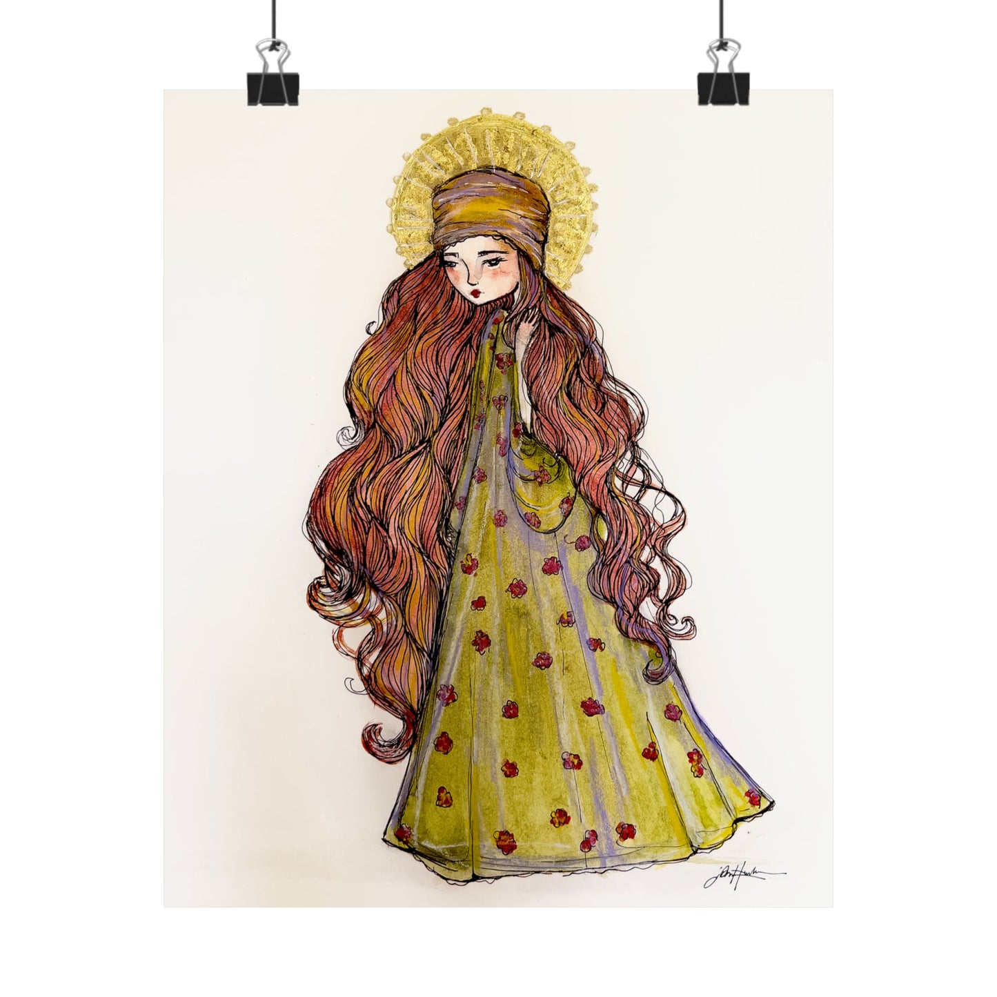 Saint Mary Magdalene Catholic Art Print | Hand-Drawn Watercolor Sacred Artwork | Christian Devotional Wall Art