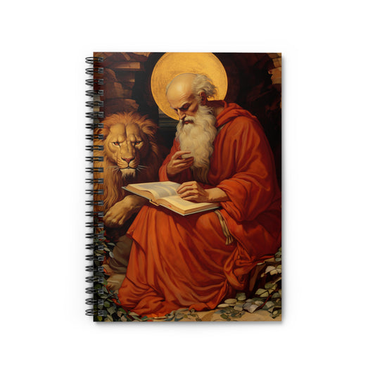 Saint Jerome - Sanctified Souls Art - Religious Based Notebook - Spiral Notebook - Ruled Line