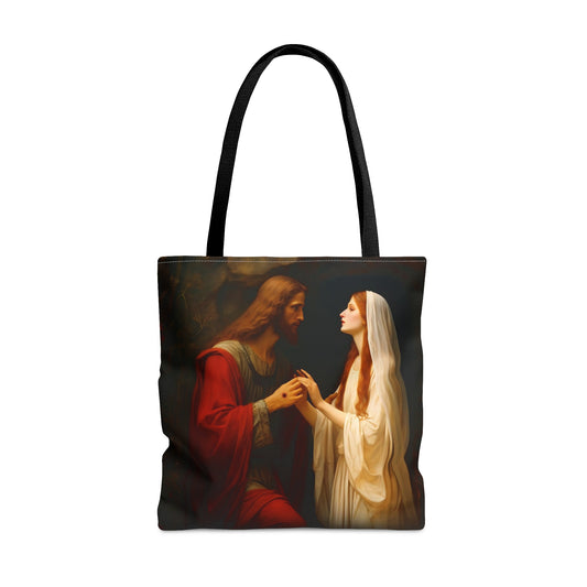 Revelation of Redemption Mary Magdalene and the Risen Christ - Tote Bag - faith inspired carry-all purse