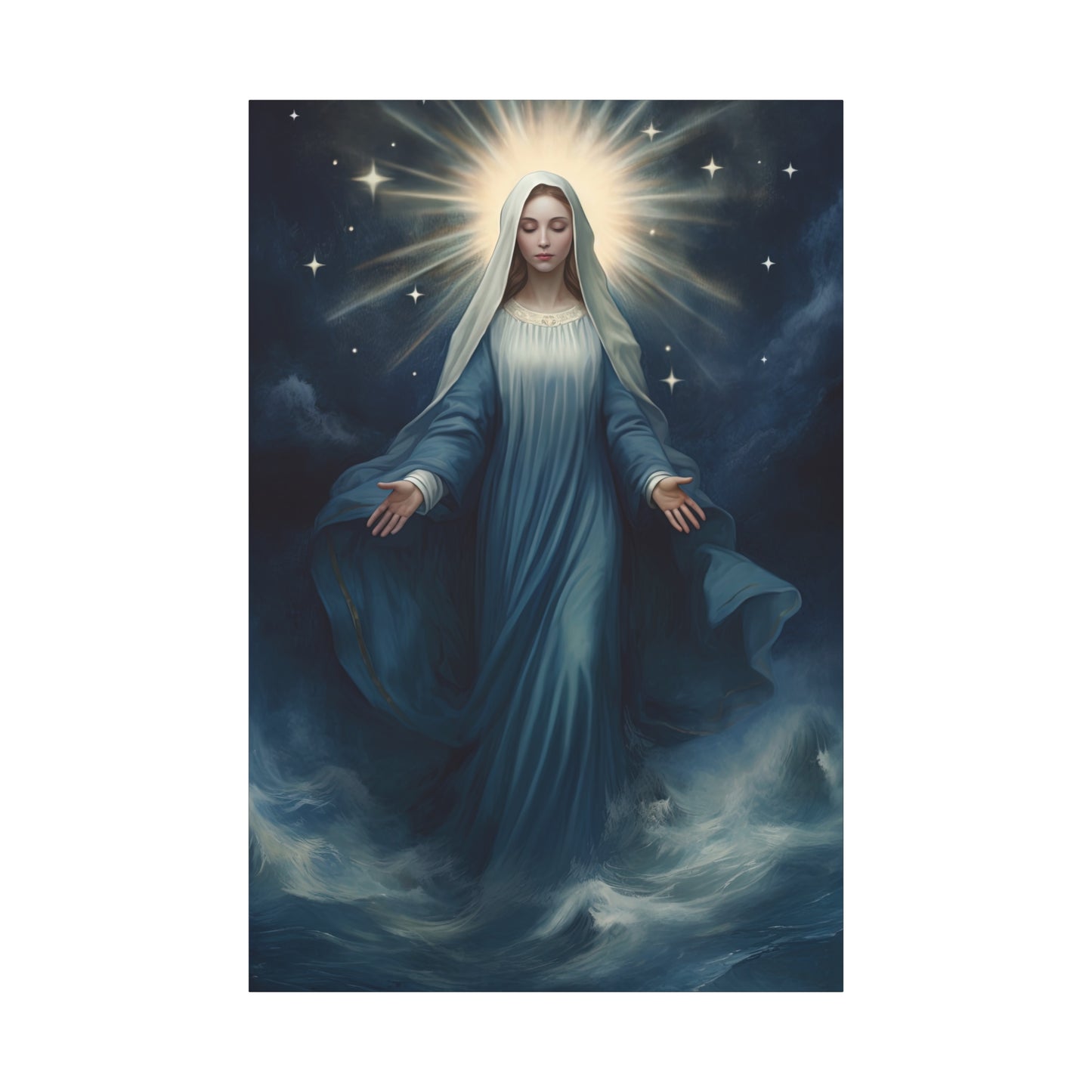 Our Lady Star of the Sea Canvas Print - Multiple Sizes - Catholic Home art - Museum Wrapped Canvas - Stella Maris