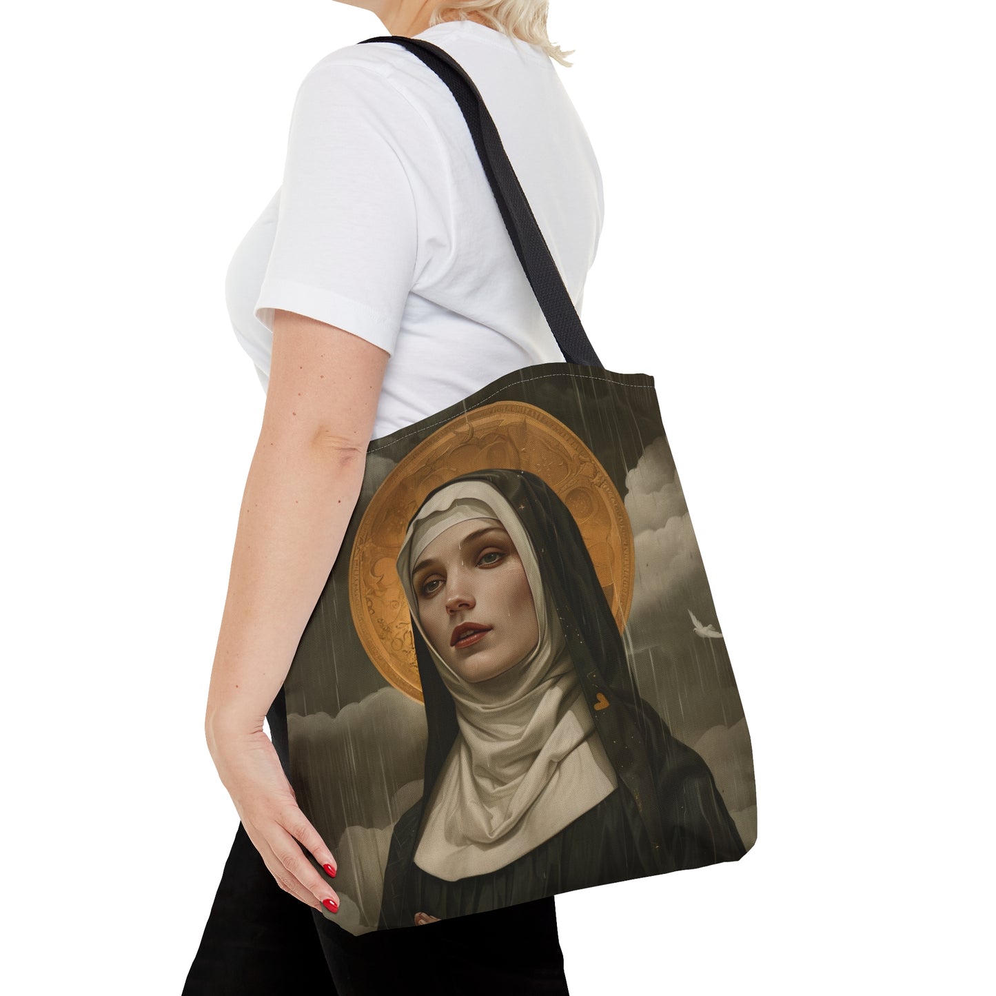 Saint Scholastica Tote Bag - Purse - Three sizes - Large Medium Small Faith Art Bag - Catholic faith carry-all purse - Double Sided