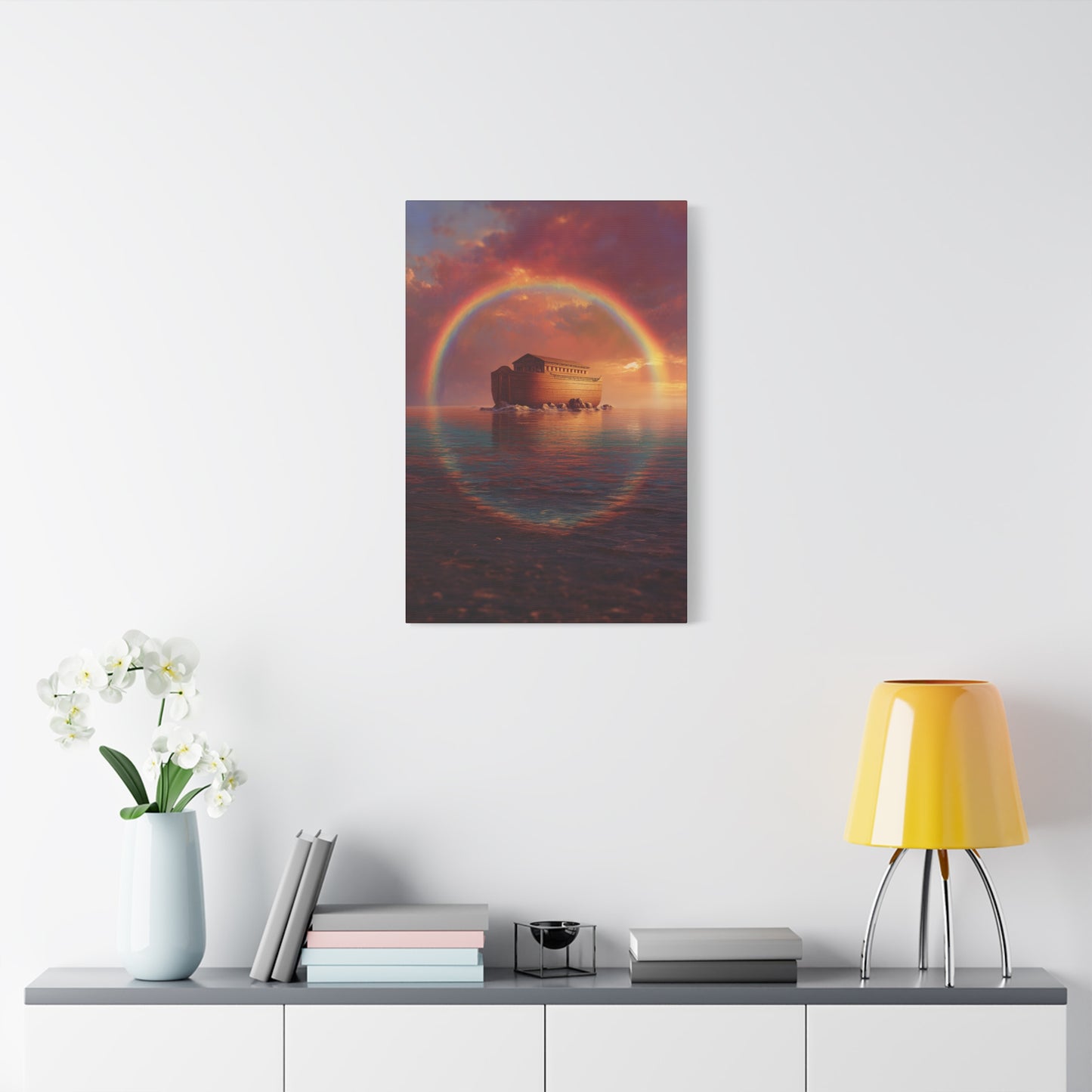 Sheltered Beneath the Covenant Sky - Noah's Ark - Gallery Wrapped Canvas - Print - Religious Art for your Home - Catholic