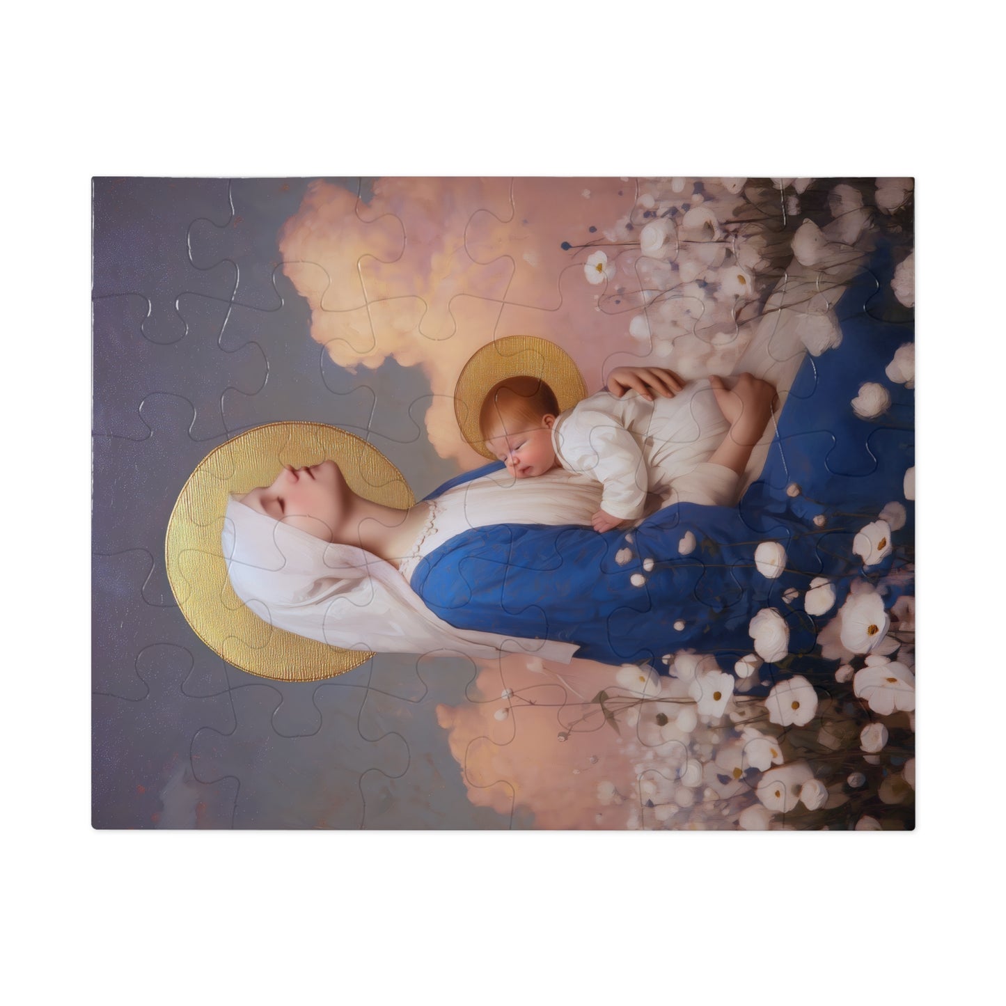 Our Lady Among the Flowers - Puzzle and Tin - Religious Jigsaw Puzzle (30, 110, 252, 500,1000) - Gift Catholic Families - Catholic Christmas