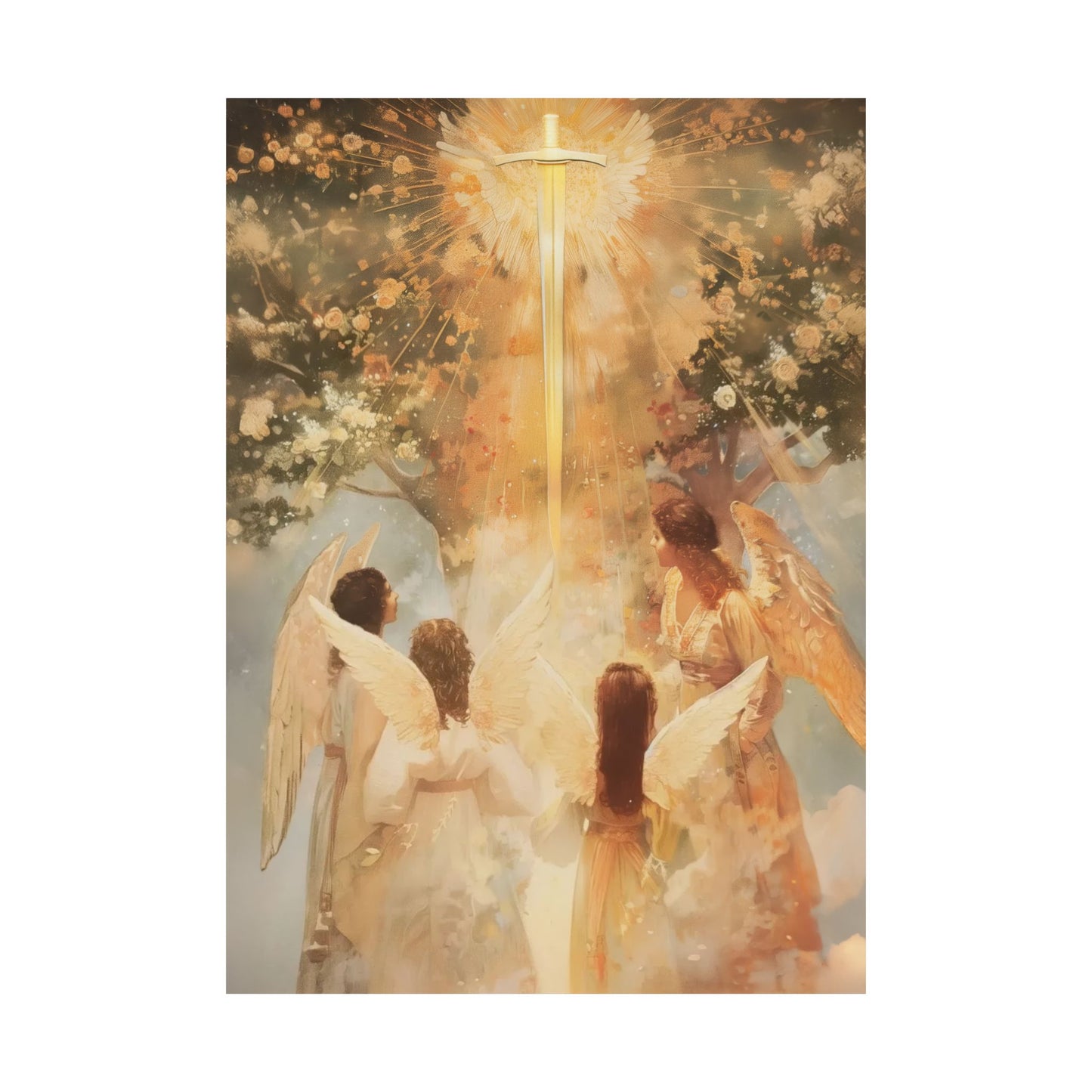 The Watchers of the First Dawn - Guardians of Eden - Sanctified Souls Print - Multiple Sizes - Premium Matte Vertical Posters