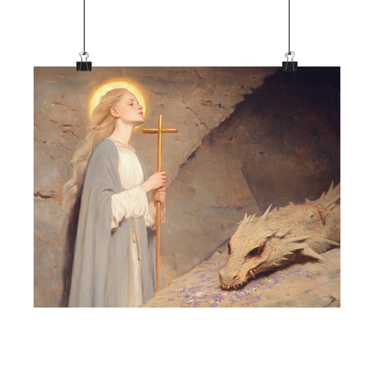 Saint Margaret of Antioch - Sanctified Souls Print - Multiple Sizes - Premium Posters - Catholic Art - Christian Home Decor Artwork