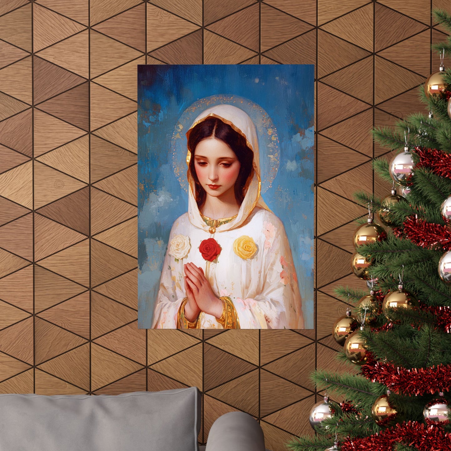 Rosa Mystica - Mystical Rose - Mother Mary - Marian Art - Sanctified Souls Print - Multiple Sizes - Premium Vertical Posters