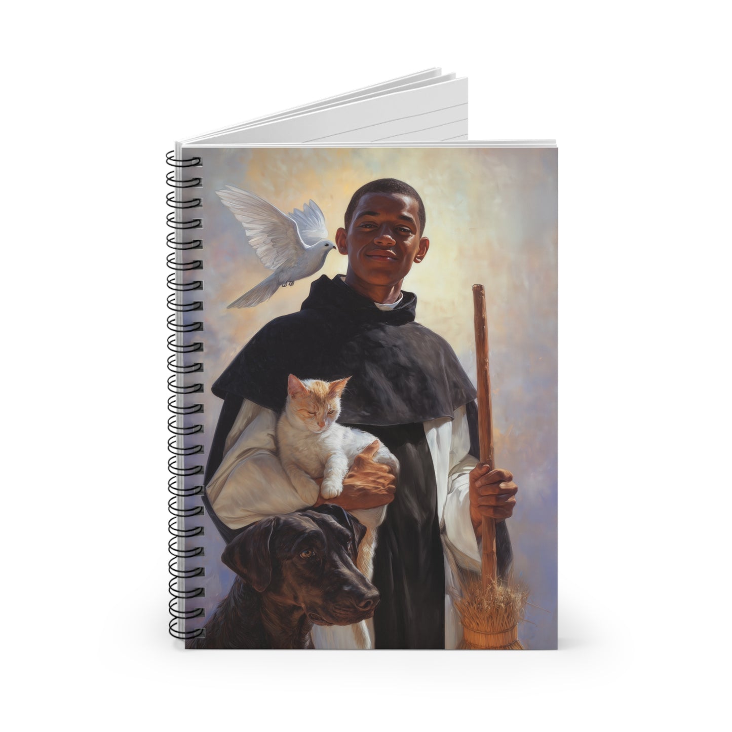 Saint Martin de Porres - Sanctified Souls Art - Religious Based Notebook - Spiral Notebook