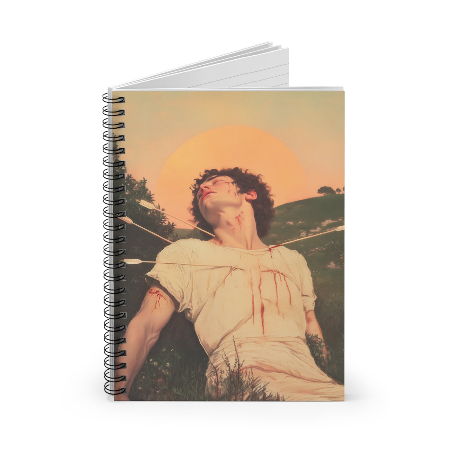 Saint Sebastian - Sanctified Souls Art - Religious Based Notebook - Spiral Notebook - Prayer journal