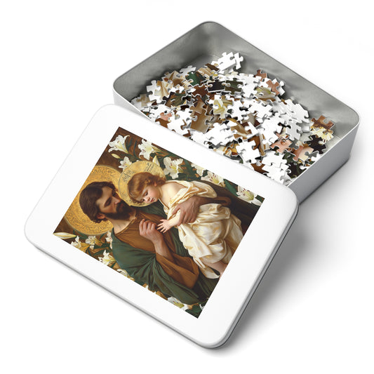 Saint Joseph and the Christ Child - Puzzle and Keepsake Tin - Religious Jigsaw Puzzle (30, 110, 252, 500,1000-Piece) - Religious Puzzle