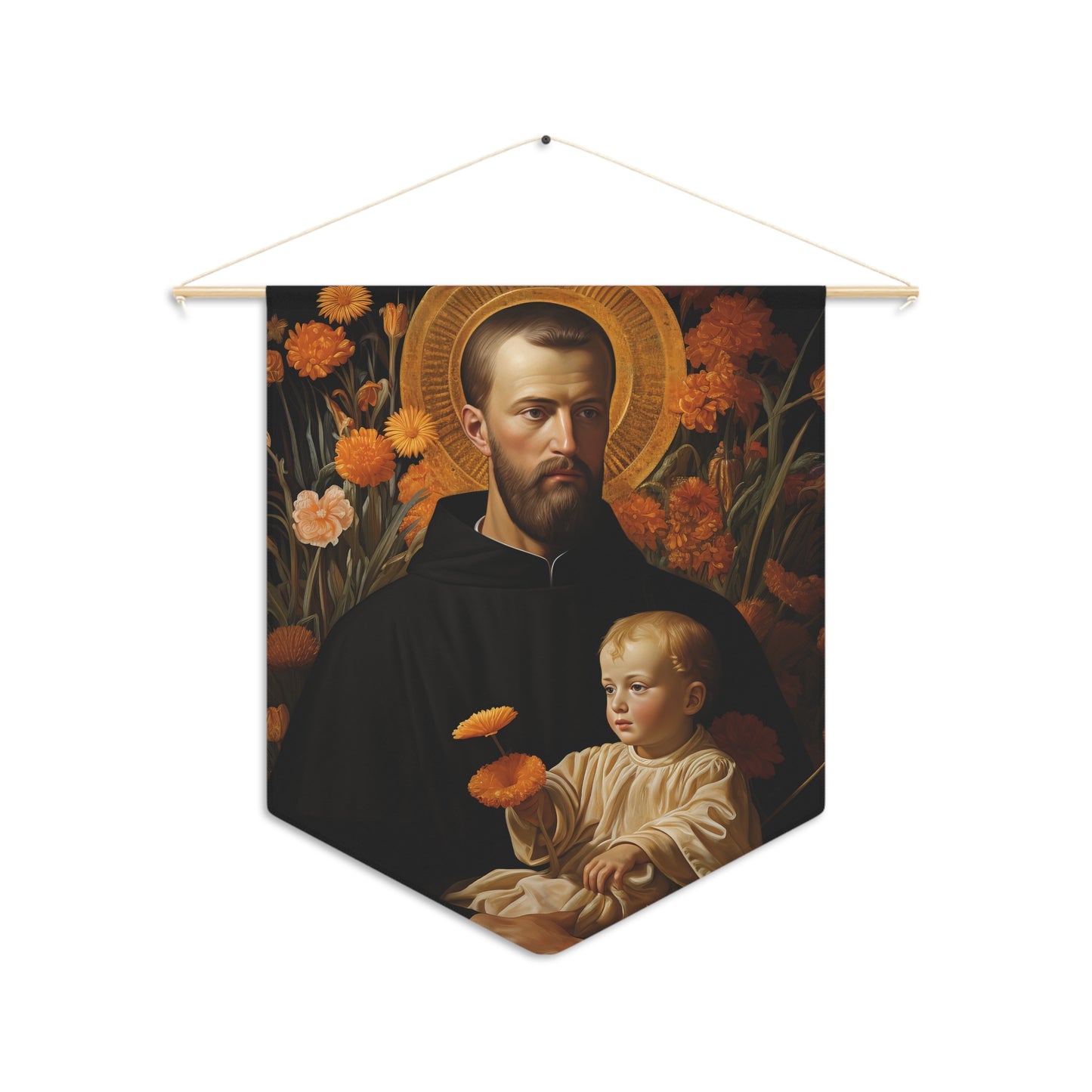 Saint Cajetan Wall Banner / Wall Hanging / Pennant - Saint art for your home - Prayer room - Catholic Home - 18" x 21"