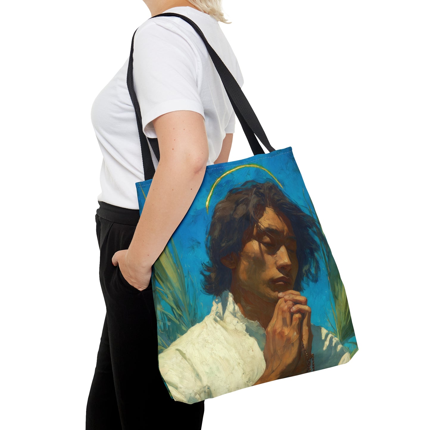 Saint Lorenzo Ruiz - Tote Bag - Large Medium Small Faith Art Bag - Bible Study Faith Purse - Double Sided Prayer Tote