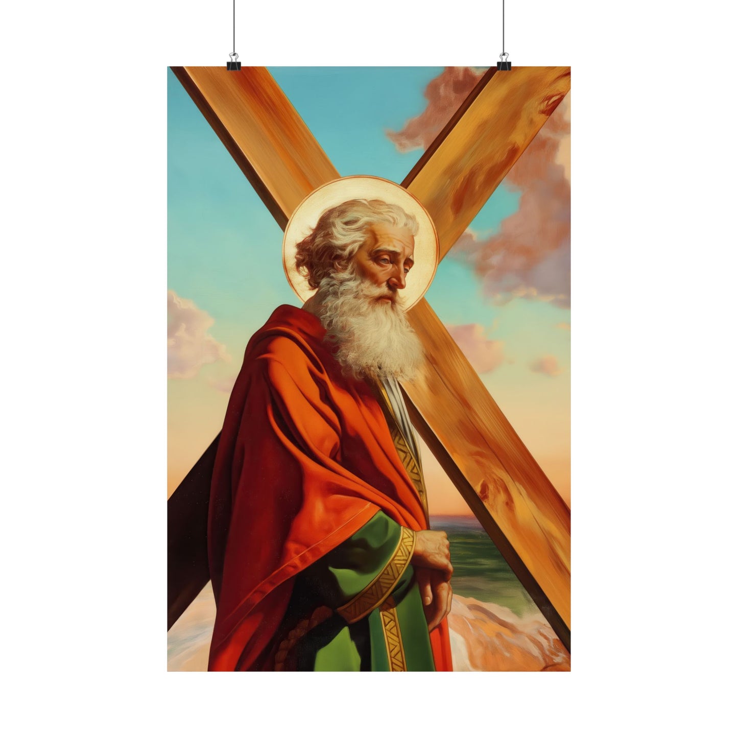 Saint Andrew the Apostle - Sanctified Souls Print - Multiple Sizes - Premium Posters - Catholic Art - Christian Home Decor Artwork