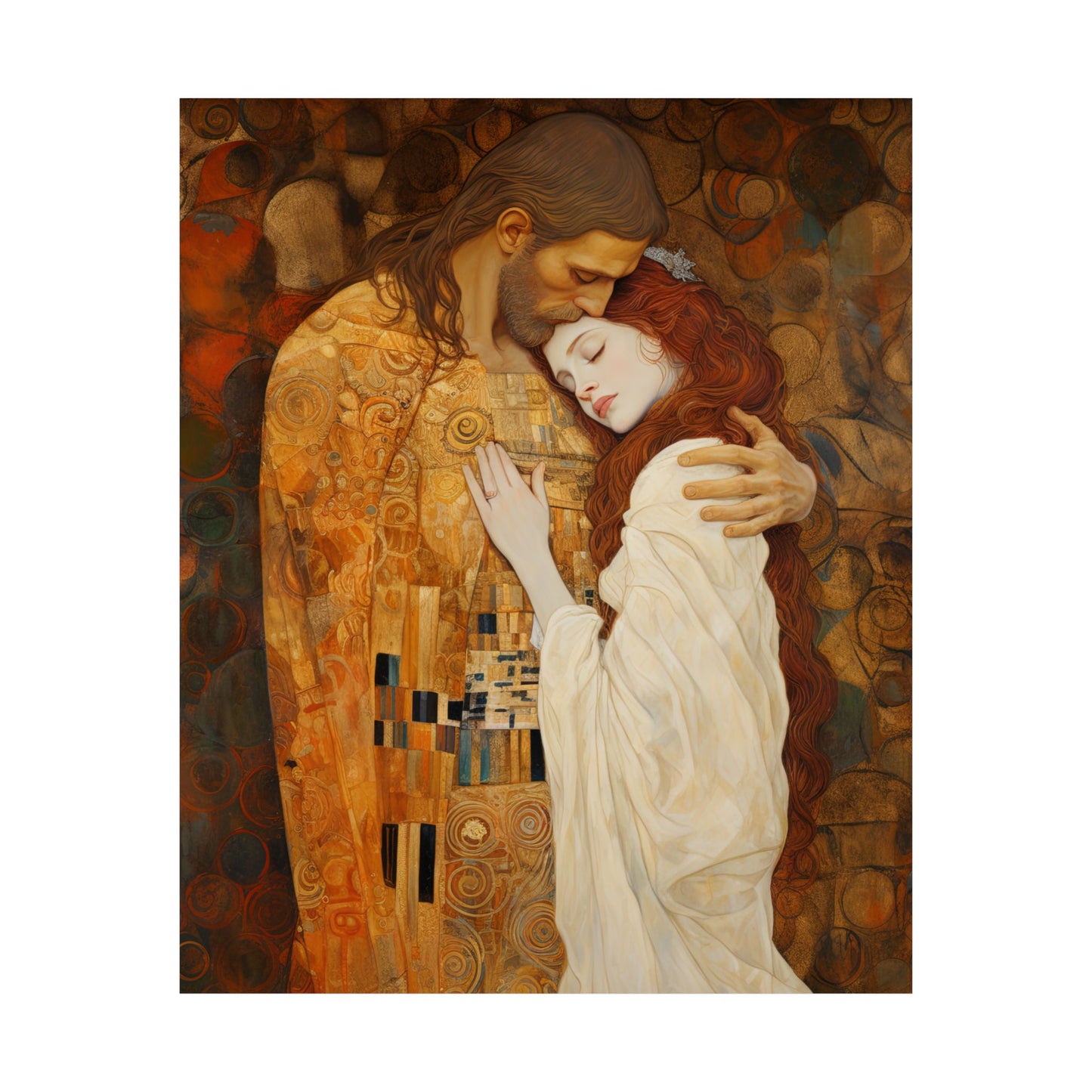 Transcendent Devotion: Christ Embracing Mary Magdalene Print - Based on The Kiss - Sanctified Souls Print - Premium Matte