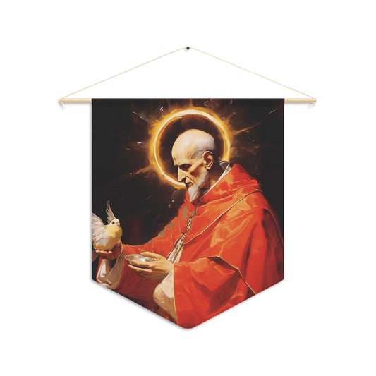 Pope Saint Gregory the Great Wall Banner / Wall Hanging / Pennant - Prayer room art - Catholic Home - Saint Art for your home - 18" x 21"