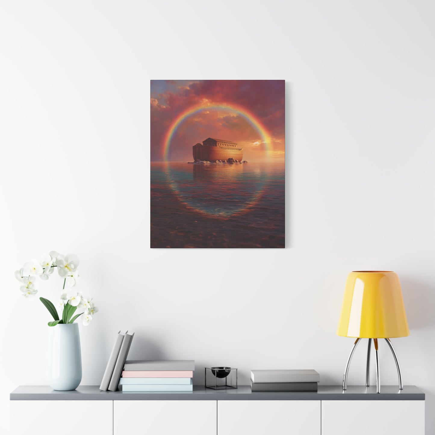 Sheltered Beneath the Covenant Sky - Noah's Ark - Gallery Wrapped Canvas - Print - Religious Art for your Home - Catholic