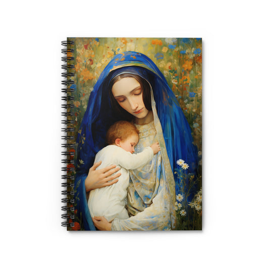 The Eternal Mother Mary and the Infant Jesus Journal - Sanctified Souls Art - Religious Based Notebook - Spiral Notebook - Mother Mary