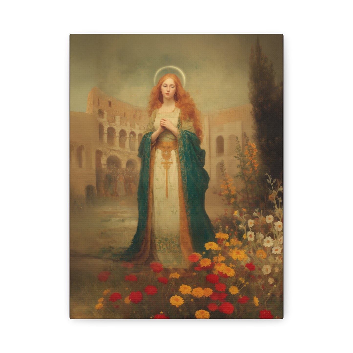 Saint Justina - Multiple Sizes - Catholic Home art - Museum Wrapped Canvas - Sanctified Souls Print - Catholic Martyr Art