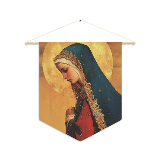 Our Lady of Mercy / Our Lady of Ransom  Pennant / Banner / Wall Hanging - Prayer room art - 18" x 21" - Catholic - Large Banner - Catholic
