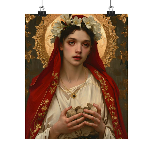 Saint Emerentiana - Sanctified Souls Print - Multiple Sizes - Premium Matte Vertical Posters - Catholic Poster Art for your home