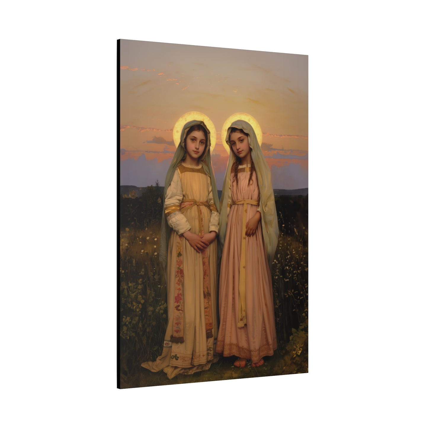 Saints Nunilo and Alodia - Museum Wrapped Canvas - Print - Religious Art for your Home - Christian print - Prayer Room Catholic Saint