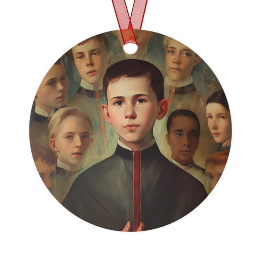 Saint John Berchmans Metal Ornament - Religious Holiday Christmas Ornament and Keepsake - Double sided - Prayer Ornament