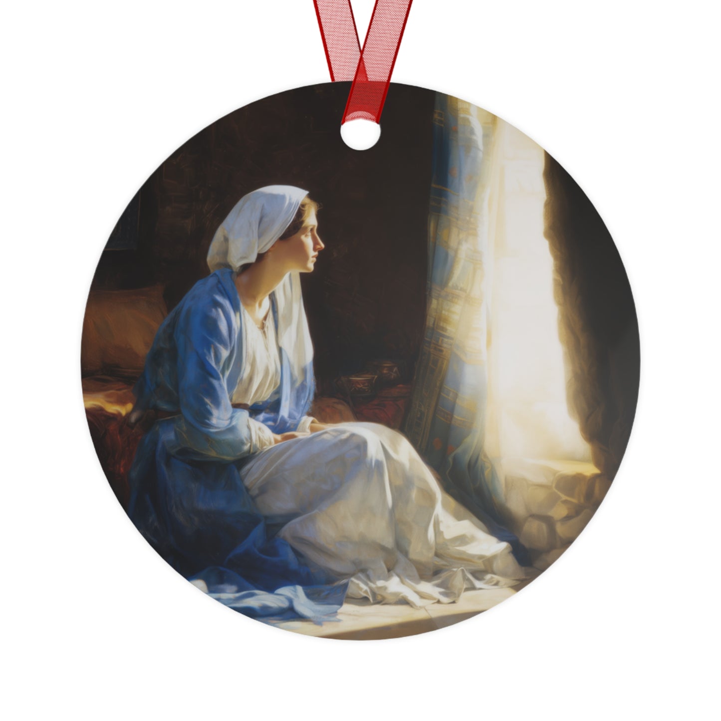 Mary's Yes - Quiet Fiat - Mother Mary - Marian Art - Metal Ornament - Religious Holiday Christmas Ornament