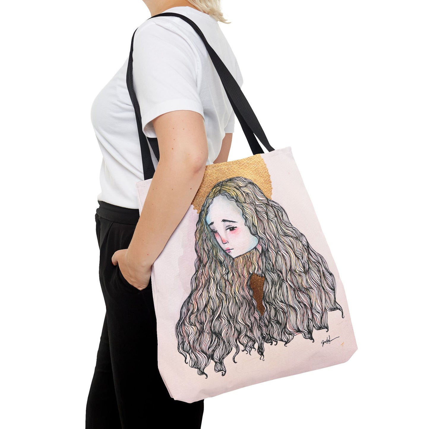 Saint Philomena Tote - Hand-Drawn Catholic Art - Prayer Bag | Christian Devotional Tote | Sanctified Solocosmo Religious Tote