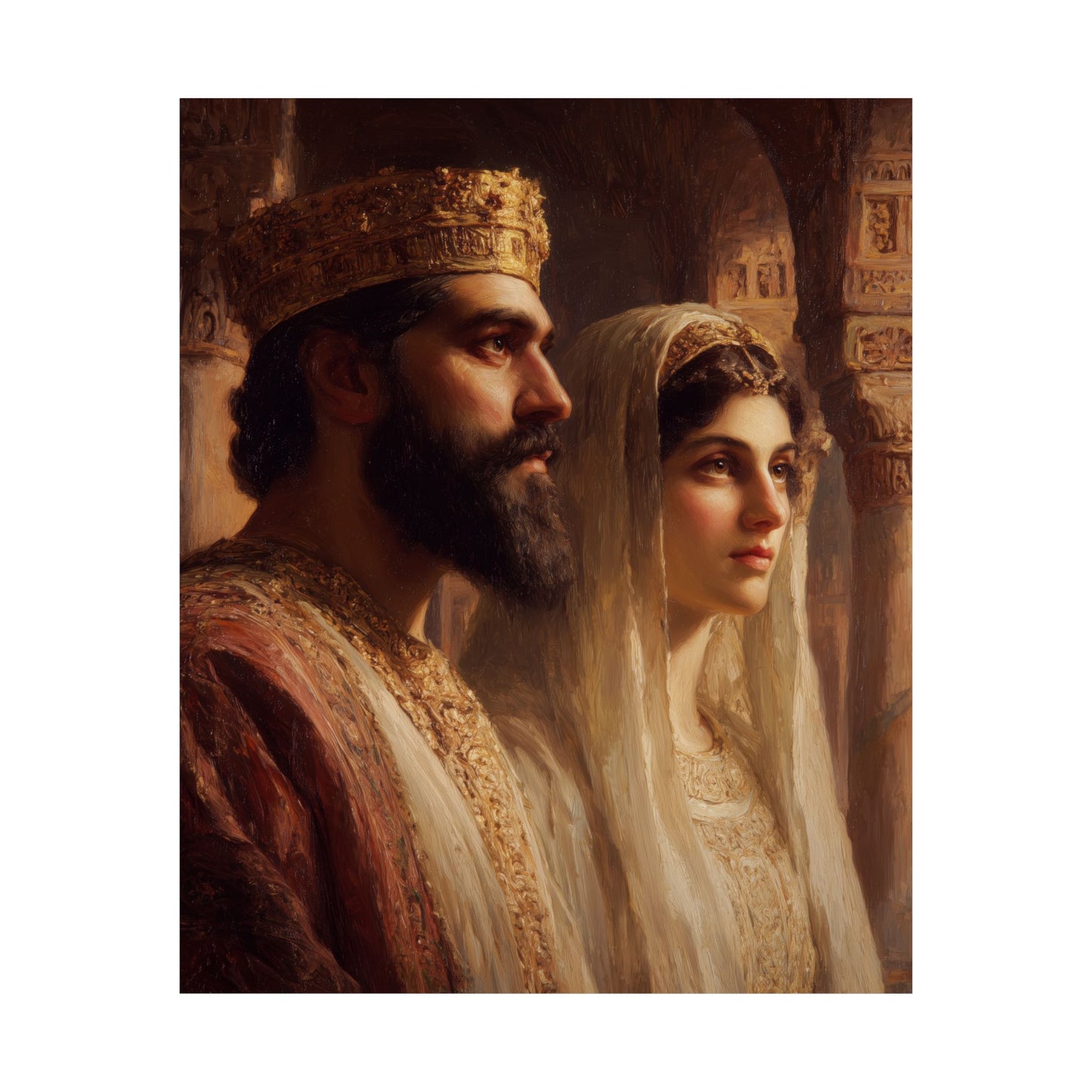 King Xerxes and Queen Esther - Sanctified Souls Print - Multiple Sizes - Premium Matte Vertical Posters