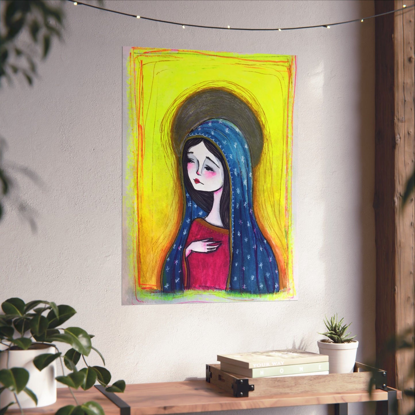 Our Lady of Guadalupe Poster Print - Hand-Drawn Catholic Art Print | Marian Devotional Wall Art | Sanctified Solocosmo Religious Poster
