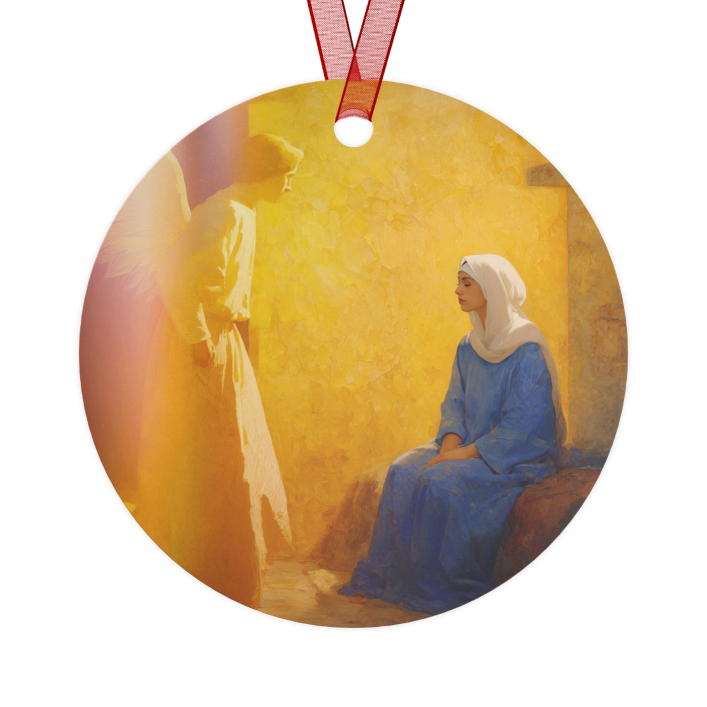 Mary's Yes - Quiet Fiat - Mother Mary - Marian Art - Metal Ornament - Religious Holiday Christmas Ornament