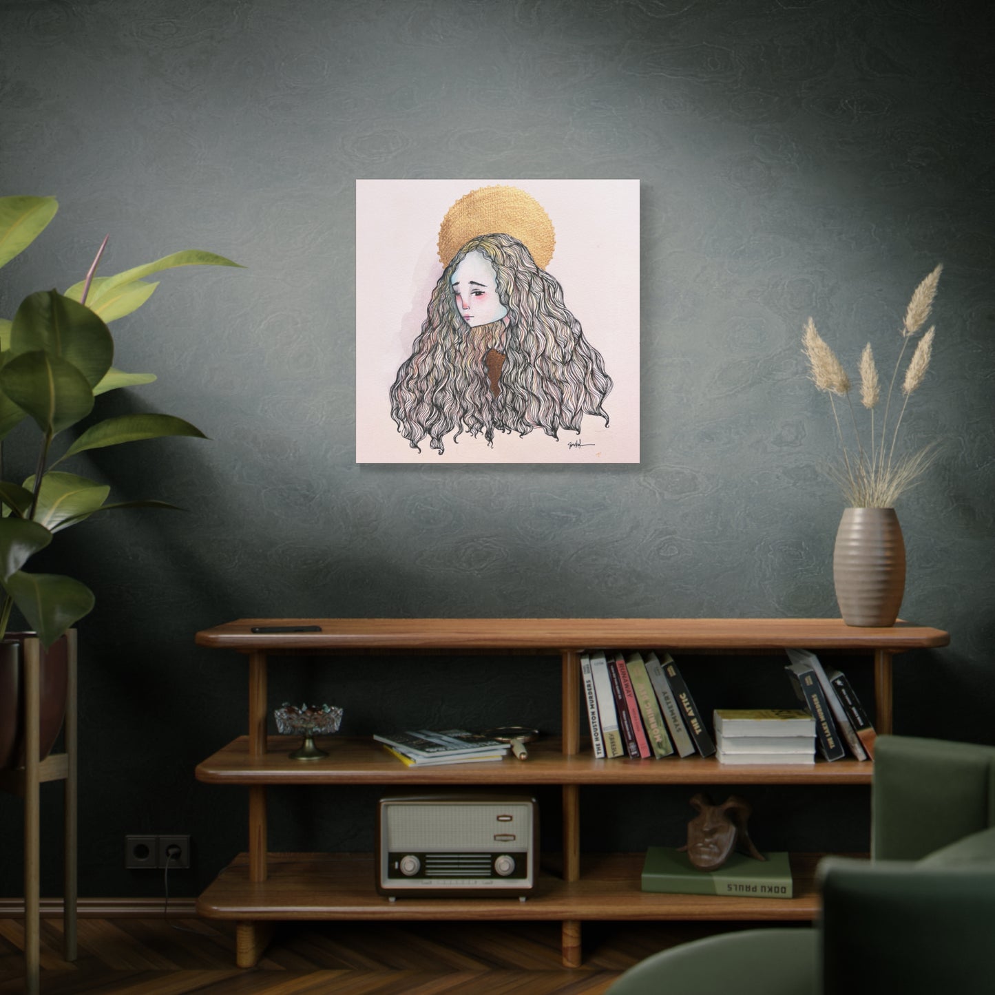 Saint Philomena Canvas Print - Hand-Drawn Catholic Art Print | Christian Sacred Wall Art | Sanctified Solocosmo Religious Artwork