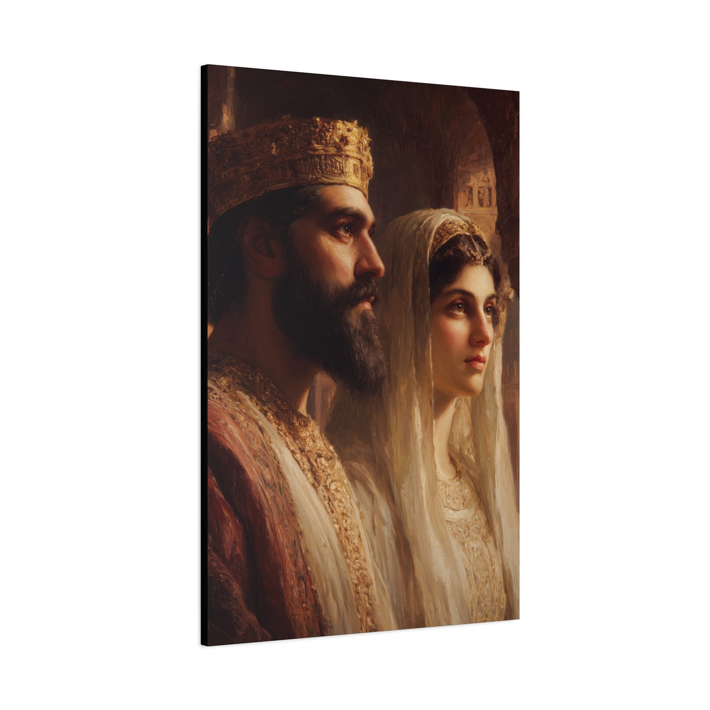 King Xerxes and Queen Esther  - Gallery Wrapped Canvas - Print - Religious Art for your Home - Catholic Art Print