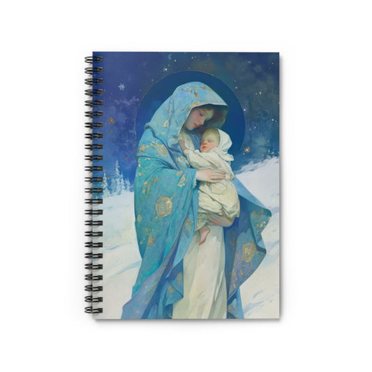 Snowfall of Grace: Our Lady's Blessing - Sanctified Souls Art - Religious - Spiral Notebook - Ruled - Catholic Religious - Journal
