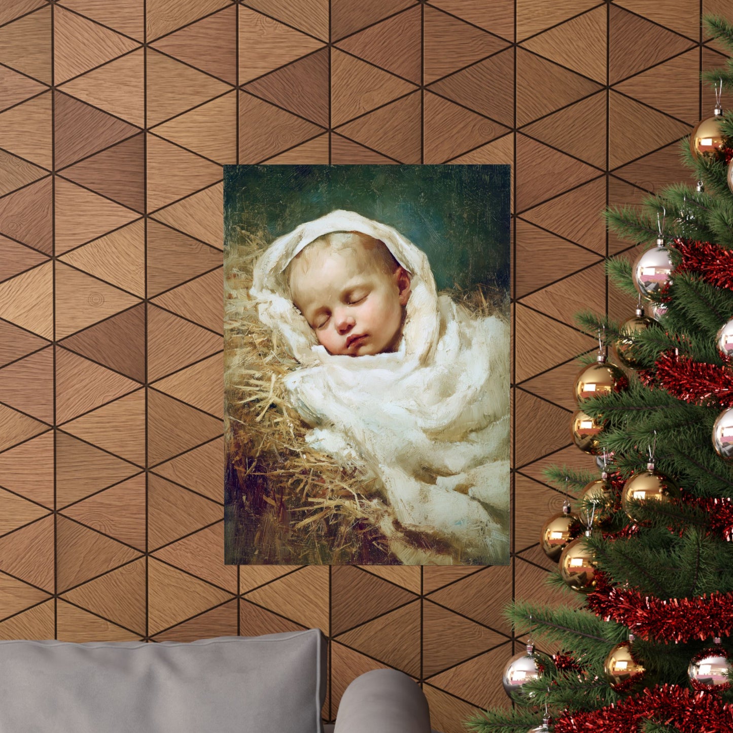 The Christ Child Resting in the Silence of the Manger - Sanctified Souls Print - Multiple Sizes - Premium Matte Vertical Posters