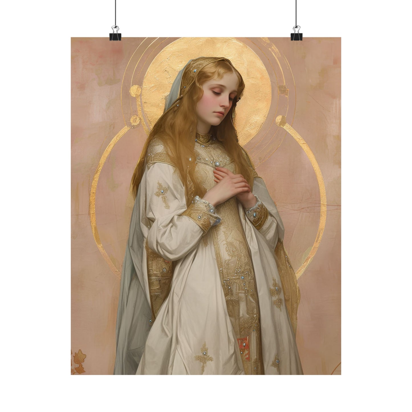 Saint Waldetrudis / Waltrude or Waudru - Sanctified Souls Print - Multiple Sizes - Premium Matte Vertical Posters - Catholic Saint Art