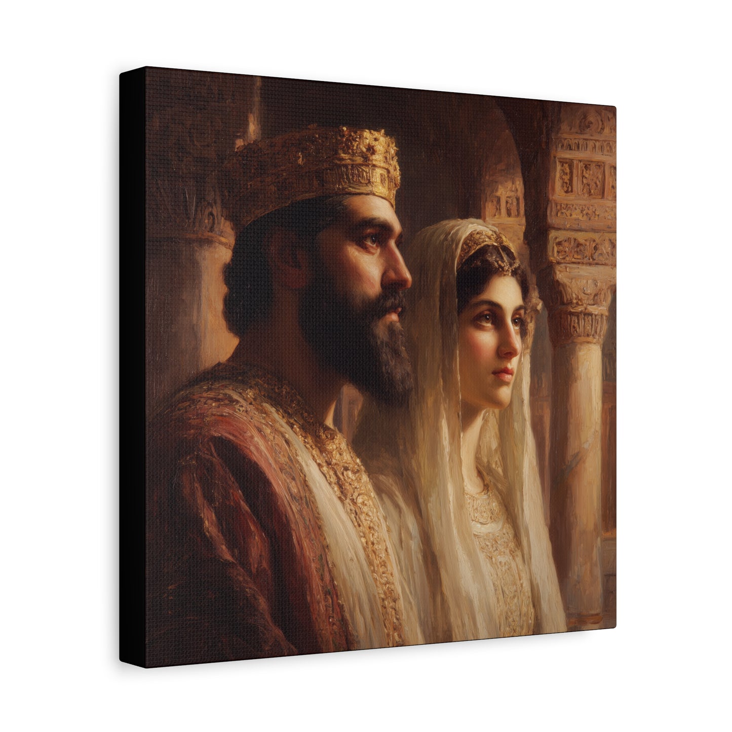King Xerxes and Queen Esther  - Gallery Wrapped Canvas - Print - Religious Art for your Home - Catholic Art Print