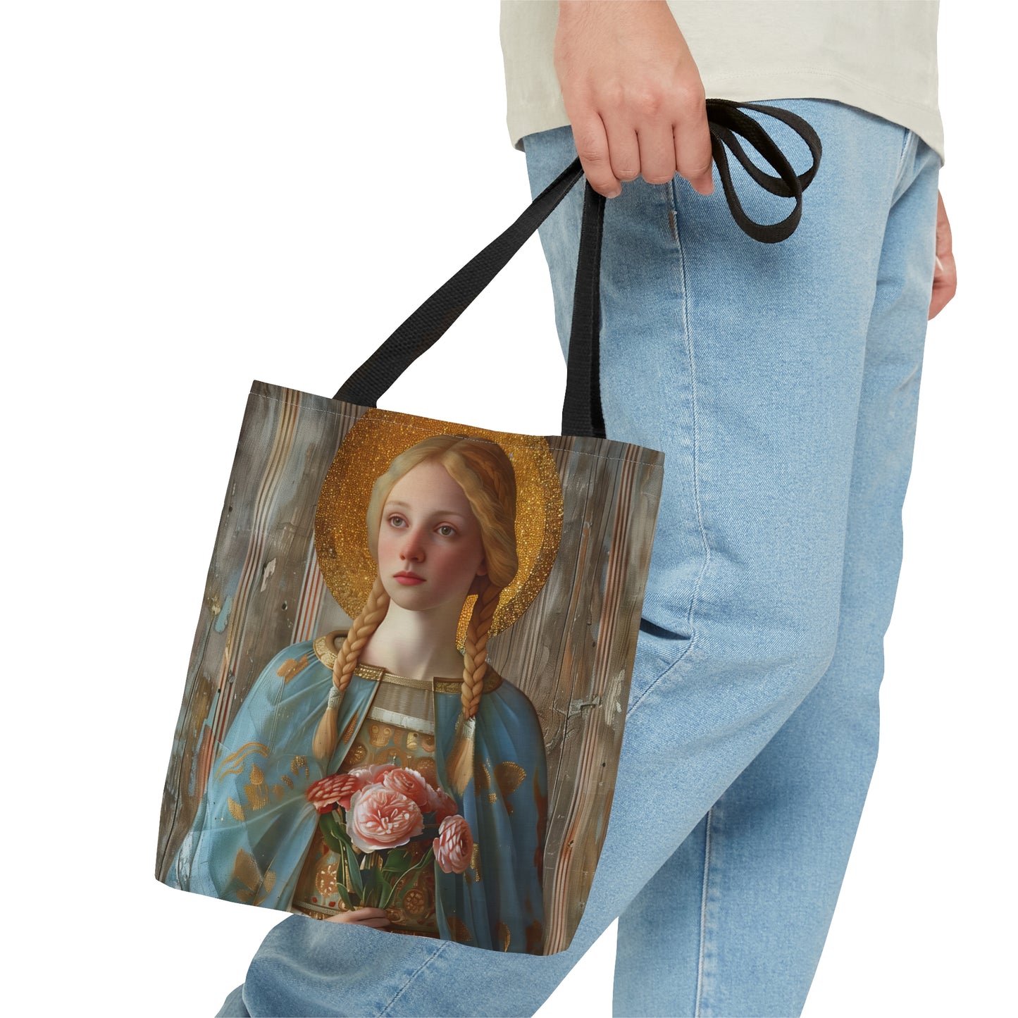 Saint Fina Tote Bag - Purse - Three sizes - Large Medium Small Faith Art Bag - Catholic faith carry-all purse - Double Sided