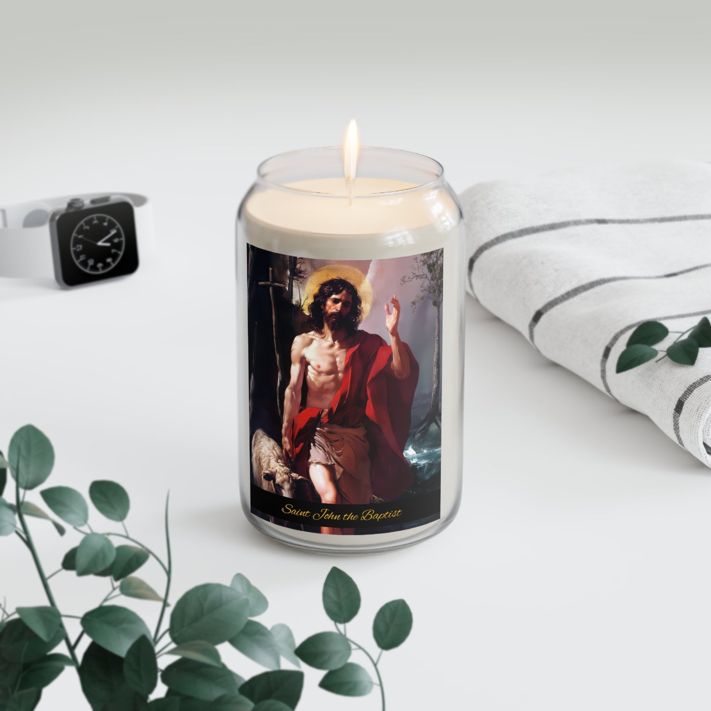 Saint John the Baptist - Scented Prayer Candle, 13.75oz -  Candle - Catholic Art - prayer room Scented Candle - Religious Saint